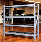 Heavy Duty Member Mark 4-Shelf Industrial Storage Rack, 77" W x 24" D x 72" H (Granite, 3 Pack)