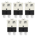 GLOSO Circuit Breaker Fuse E39 (T3) Manual Reset for Car Truck RV Automotive Marine Boat Trolling Motor & Custom Wiring Audio Battery Protection/Low Profile ATC/ATO (25A - 5 Pack)