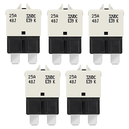 GLOSO Circuit Breaker Fuse E39 (T3) Manual Reset for Car Truck RV Automotive Marine Boat Trolling Motor & Custom Wiring Audio Battery Protection/Low Profile ATC/ATO (25A - 5 Pack)