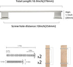 COTYKILEY 10 Pack 10 Inch(256mm) Brushed Satin Nickel Cabinet Handles Kitchen Cabinet Pulls Cabinet Door Handles Kitchen Cabinet Hardware