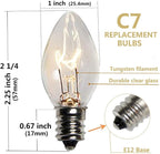 SUNSGNE 25 Pack Clear Replacement Bulbs Night Light Bulbs, C7 Clear Christmas Incandescent Light Bulbs for Night Light Salt Lamp Outdoor Patio String Light, E12/C7 Candelabra Base, 120 Volt, 5 Watt