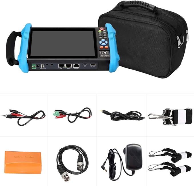 Koolertron 7" IPS Touch Screen 4K H.265 IP Camera Tester - IPC-9800 Plus,CCTV, CVBS, Analog Tester, Built-in WiFi, POE, HDMI, RJ45 TDR, Dual Window, 8GB TF Card, Firmware