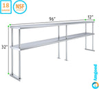 AmGood Double OverShelf Stainless Steel NSF - Many (96" Long x 12" Deep)