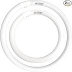 FC12T9/CW 32W and FC16T9/CW 40W Cool White Set, Round Fluorescent Light Bulb 12 inch T9 32 Watts & 16 inch 40 Watts Circular Bulb, Circline Kitchen and Bath Light Bulbs, 4100K, G10q 4 pin Prong