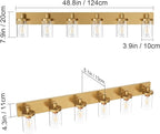 Aipsun Gold Bathroom Vanity Light Farmhouse Vanity Lighting Fixtures 6 Light 48in Bathroom Light Fixtures with Clear Glass Shade(Exclude Bulb)