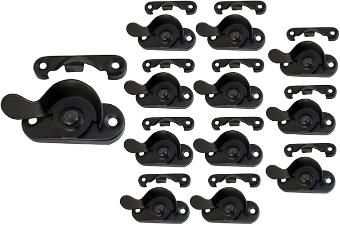 QCAA Steel Window Sash Lock, CTC 2", Matte Black, 12 Pack, Made in Taiwan