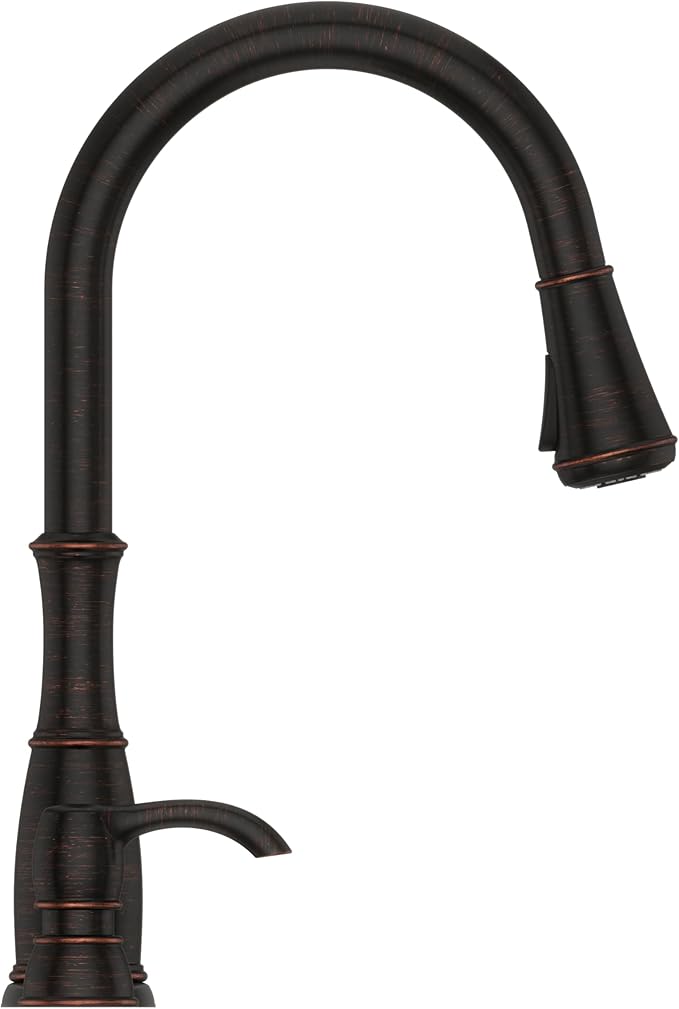 Pfister Wheaton Kitchen Faucet with Pull Down Sprayer and Soap Dispenser, Single Handle, High Arc, Tuscan Bronze Finish, F5297WHY