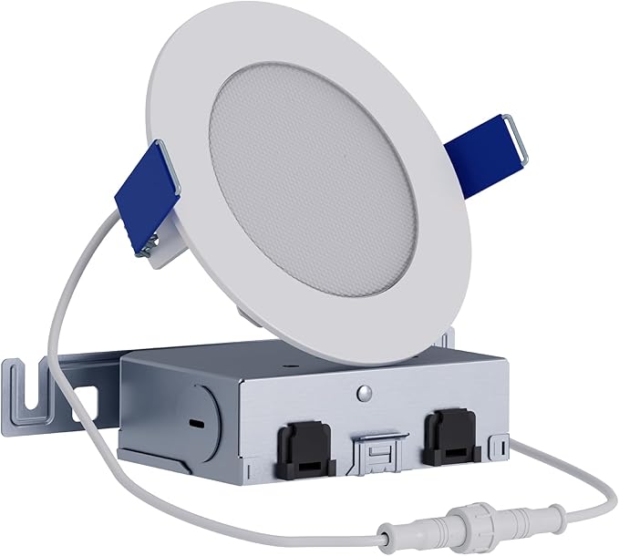 HALO 4 inch LED Recessed Ceiling Light Canless Dimmable with Selectable Lumens and Selectable Color Temperature 2700K-5000K Indoor Outdoor Wet Location Airtight Ultra Slim HLB4LSFS5