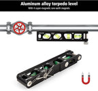 BETHEL 6 Inch Magnetic Torpedo Level with 4 Bubble Vials, V-Groove & Magnetic Rails, Black Aluminum Alloy Construction