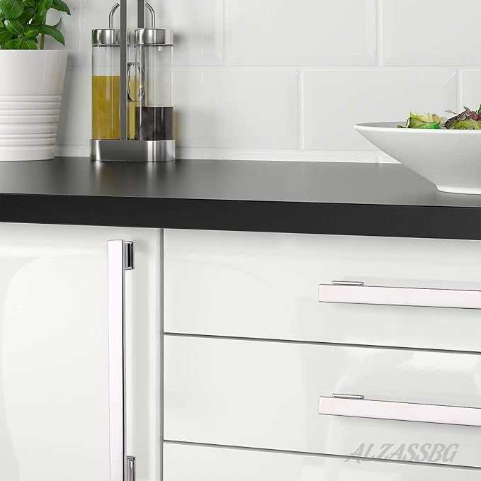 Alzassbg 10 Pack Polished Chrome Cabinet Pulls, 7 Inch(177.8mm) Hole Centers Kitchen Cabinet Handles for Cabinets and Drawers AL3061CP