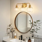 Gold 3-Light Bathroom Vanity Fixture with Clear Glass Shades Modern Wall Lamp Suitable for Bathrooms, Dressing Rooms