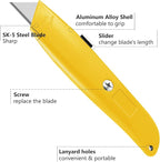 DIYSELF 2Pack Utility Knife Box Cutter Retractable Blade Heavy Duty(Yellow)