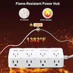 Power Strip Surge Protector - Multi Plug Outlet Adapter with 8 Widely Outlets & 4 USB Ports (2 USB-C), 5FT Extension Cord 45 ° Ultra Thin Flat Plug, Wall Mount for Office Travel Dorm and More
