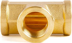 ChillWaves Brass Pipe Fitting, Tee 3/8" x 3/8" x 3/8" NPT Female Thread Adapter(6-PACK)