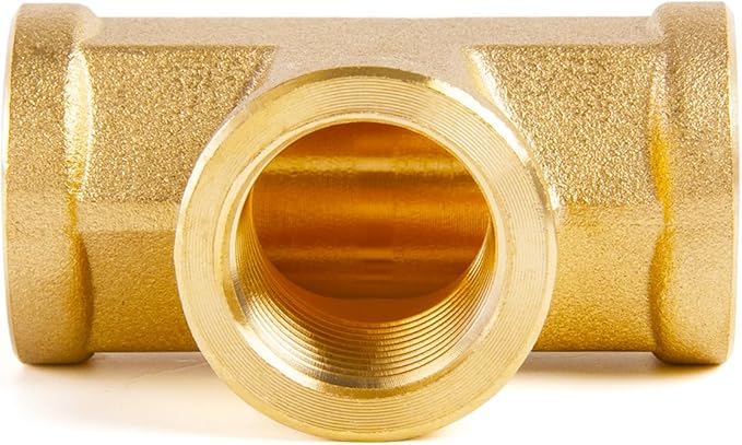 ChillWaves Brass Pipe Fitting, Tee 3/8" x 3/8" x 3/8" NPT Female Thread Adapter(3-PACK)