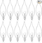 E12 B10 Clear Candle Base Bulb with Warm White 2700K, 40W Candelabra Light Bulbs, 400 Lumen Dimmable, 120V Incandescent Chandelier Light Bulbs for Pendants, Ceiling Fan, Wall Sconces (12-Pack)