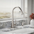 KOHLER R22867-SD-VS Maxton Pull-Down Kitchen Faucet with Soap Dispenser/Lotion Dispenser, Kitchen Sink Faucet with Pull Down Sprayer, Vibrant Stainless