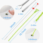Omont Snake Drain Hair Clog Remover Tool,34 Inch Stainless Steel Claw and 3 Pack 19. 7 Inch Plastic Sink Unclogger Tool, Sink Drain Cleaner for Kitchen, Sink Bathroom, Tub Toilet Green (3+1)