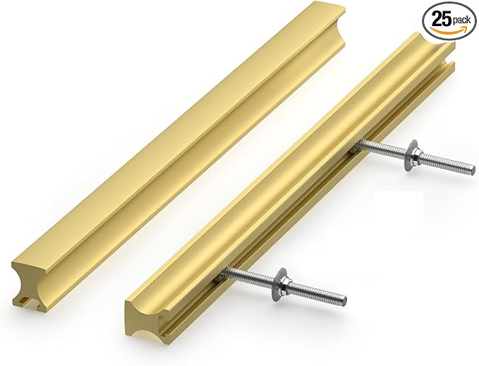 homdiy 25 Pack Adjustable Brushed Brass Cabinet Pulls 2" to 8.8" (51-224mm) Adjustable Hole Distance Drawer Pulls