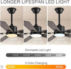 52 inch Modern Ceiling Fans with Lights APP/Remote Control, Low Profile Reversible 6 Speeds Dimmable Ceiling Fan Light for Indoor/Outdoor Bedroom Living Room（Brown）