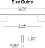 Alzassbg 5 Pack Brushed Gold Cabinet Pulls, 5 Inch(128mm) Hole Centers Rectangle Cabinet Handles Kitchen Pulls for Drawers and Cabinets AL3051BG