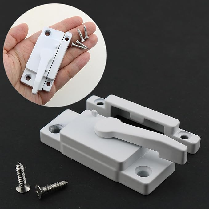 2PCS Cam Type Sash Lock Metal Crescent Lock White Sliding Window Lock with Screws Suitable for Vertical and Horizontal Sliding Window