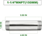 TAISHER 2PCS Stainless Steel Pipe Fittings, 1-1/4" NPT Male x 1-1/4" NPT Male Threaded, 6" Length Nipple Cast Pipe
