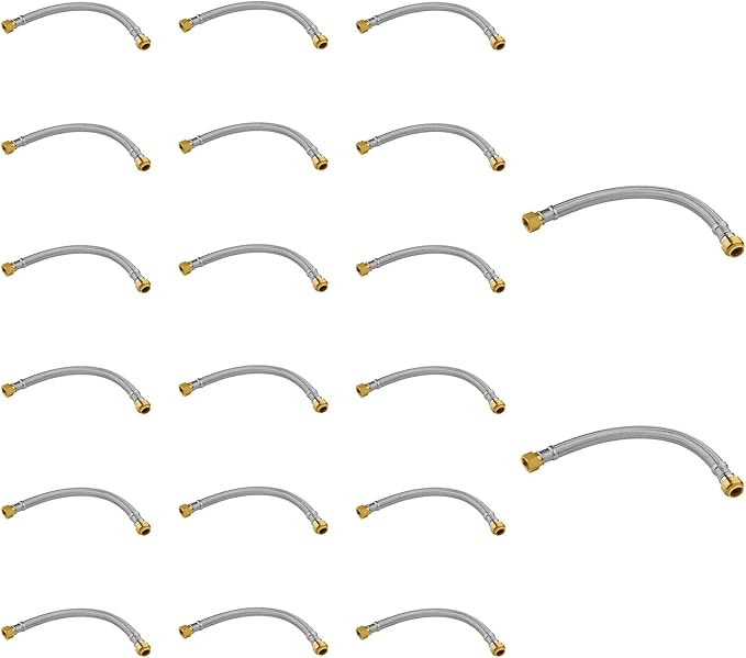 20 Pack Foskan 18-Inch Flexible Water Heater Connector Hose,with 3/4" Push-Fit x 3/4" FIP,Compatible with Copper, PEX, CPVC, and PE-RT Pipes for Water and Heating Use（18" Length）