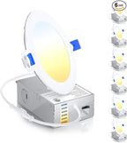 Ensenior 6 Pack 4 Inch Ultra-Thin LED Recessed Light with Junction Box, 2700K-6000K Selectable, 9W 75W Eqv, Dimmable, 750LM High Brightness - ETL Certified