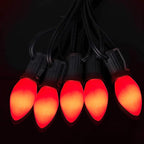 Abeja C7 Red Replacement Bulbs, 25 Pack C7 Red Replacement Bulbs, 5W Vintage Ceramic Bulbs for Outdoor Indoor Patio Christmas Decoration-E12 Candelabra Base