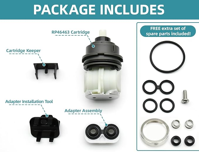 RP46463 Cartridge Compatible for Delta Monitor 17 Series (2006-Present) Dual Function Bath Tub and Shower Faucet Plumbing Parts Shower Faucet Cartridge with Seat and Spring Adapter,RP22734 Bonnet Nut