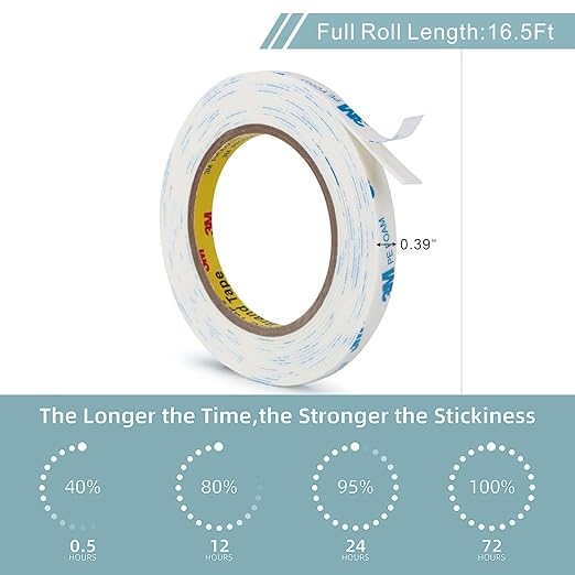 3M Double Sided Tape Foam Tape 0.39"×16.5Ft, Heavy Duty Mounting Tape, Strong Adhesive PE Foam Tape Waterproof Wall Tape for Hanging Picture Poster Decor Crafts Arts DIY Paint Alarm Sensor