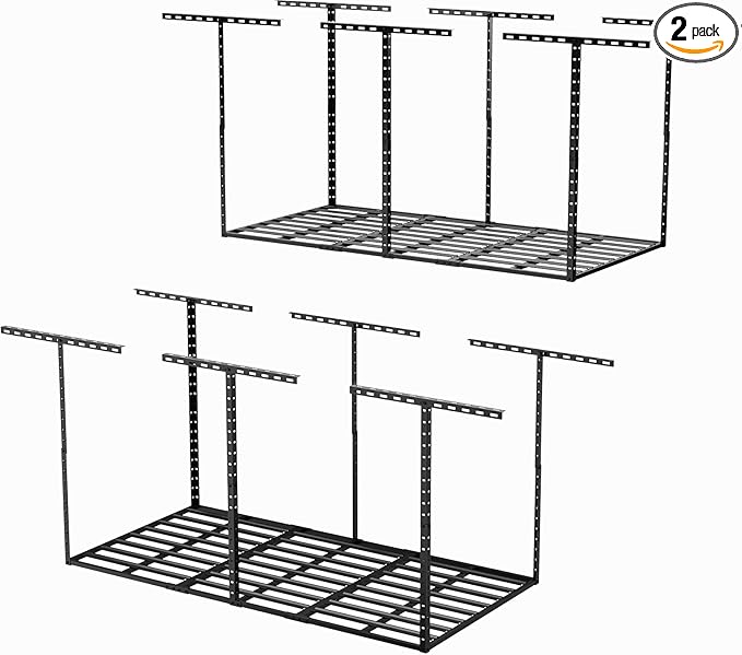 SunsGrove 3x6 Garage Storage Overhead Rack Organization, Adjustable Ceiling Mounted Storage Racks, 800LBS Weight Capacity, 22"-40" Ceiling Dropdown, 2 Pcs, Black
