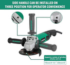 Hoteche 5-Inch Angle Grinder 11-Amp Heavy Duty Variable Speed Power Grinder Corded Electric Grinding & Cutting Tool for Metal, Quick-Change Disc Compatible(Tool Only)