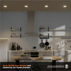 Sylvania 4" Slim Microdisk Downlight, 10W, 5 CCT Select (2700K - 5000K) Recessed Lighting, 700 LMS, 90 CRI, Dimmable, Wet-Rated, White - 6 Pack (61189)