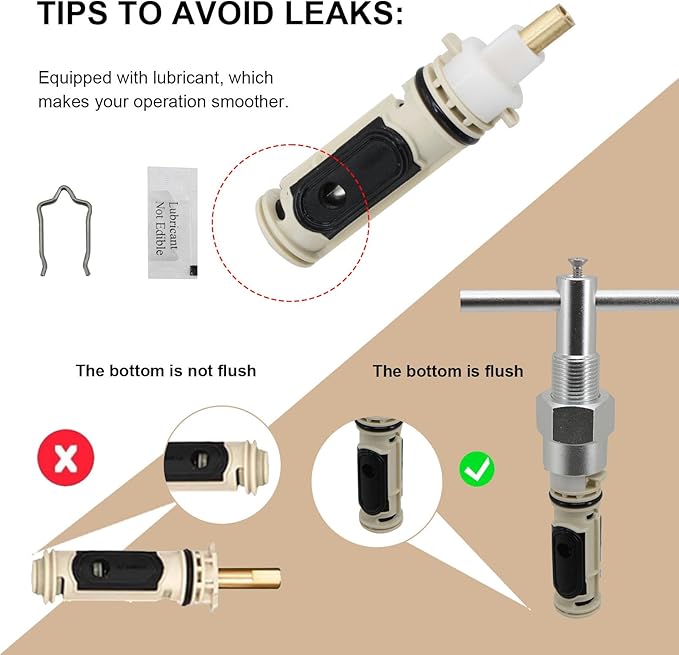 Shower Cartridge Replacement Compatible with Moen 1222, Brass Stem, Pressure-Balanced, Includes Retaining Clip and Disassembly Tool, for One-Handle Posi-Temp Tub & Shower Faucet (1-Pack)