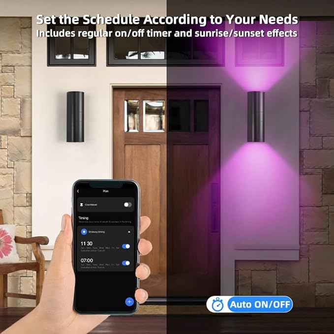 SHIMR Modern Outdoor Wall Lights Color Changing, RGBCW Smart Outdoor Lights with Remote Control, Waterproof Antirust Black Aluminum Exterior Lighting Fixtures Up and Down Lights [ETL Listed]