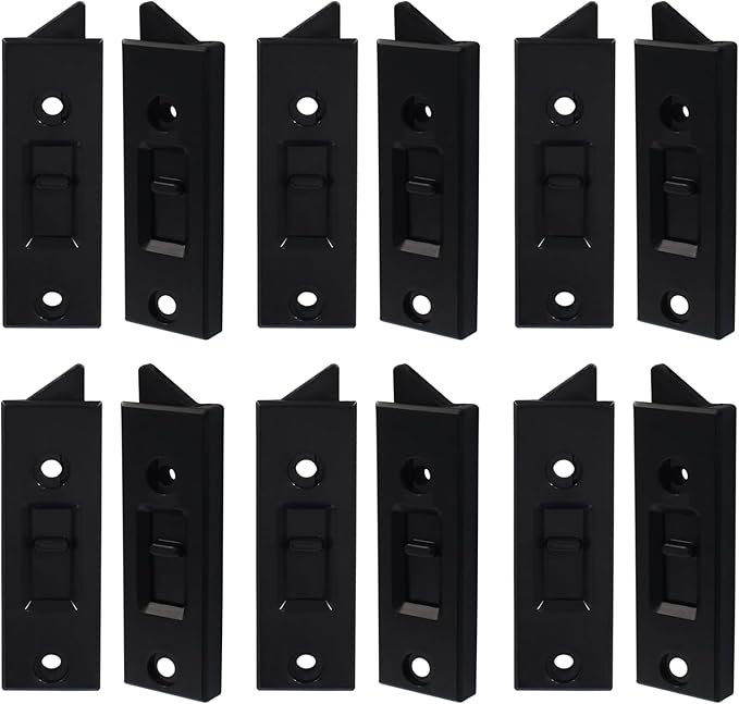Window Latch Locks Replacement Window Parts and Hardware, Plastic Spring Loaded Sliding Window Tilt Latch for Home Window Accessories, Pack of 12 (Black)