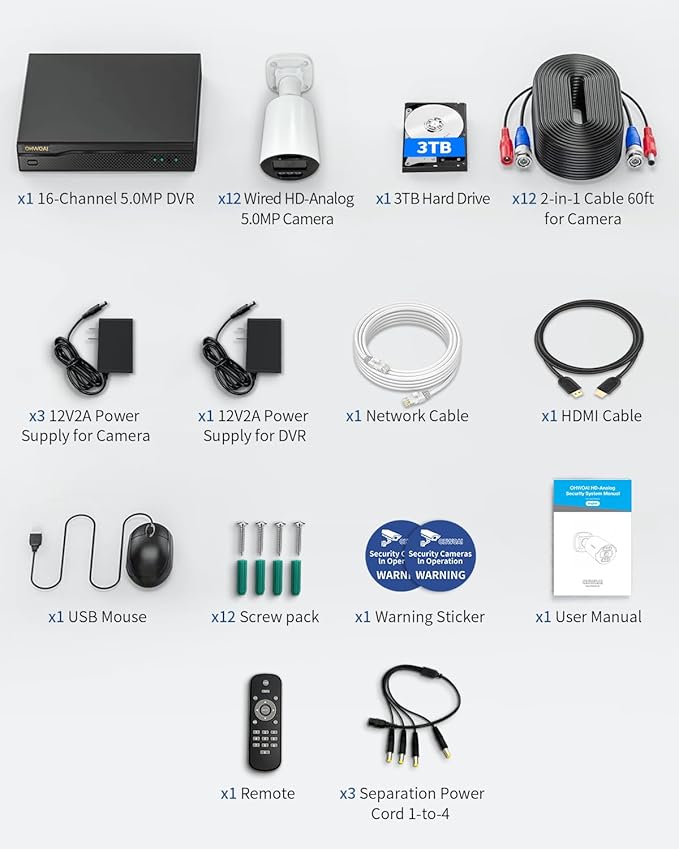 《122°Wide Angle & 80FT Night Vision》Outdoor Wired Security Camera System,CCTV Cameras Outside, Home Video Surveillance Systems