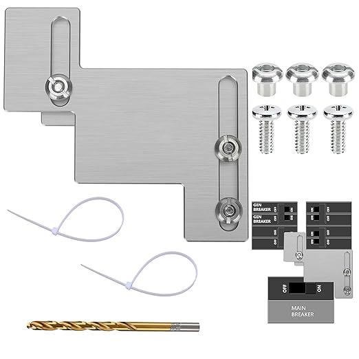 Generator Interlock Kit Compatible with Eaton Cutler Hammer Challenger BR Series 150 and 200 AMP Panel, 1 1/4-1 1/2 Inch Spacing Between Main and Branch Breaker, Interlock Plate.