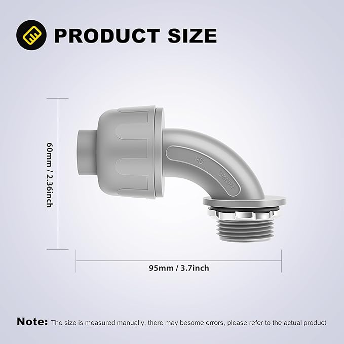 30 PCS 3/4" Liquid Tight Connector NPT Non-Metallic for PVC Electrical Flexible Conduit Angle Fittings - Sturdy, Quick Installation, UL Listed for Home Outdoor Tubes Tools
