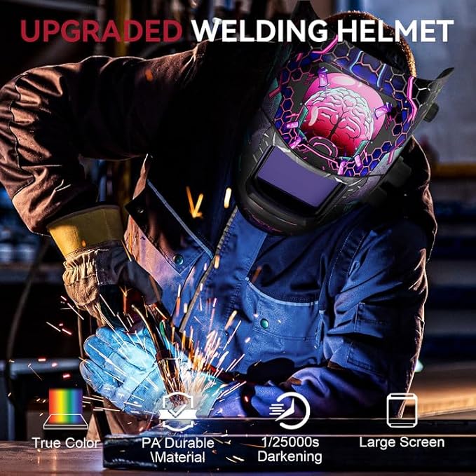 ARCCAPTAIN True Color Solar Power Welding Hood, 3.94"X3.66" Large Viewing Screen Auto Darkening Welding Helmet with 4 Arc Sensor Solar Powered, Wide Shade 4-5/5-9/9-13 Welding Mask, HSH-G999-PB