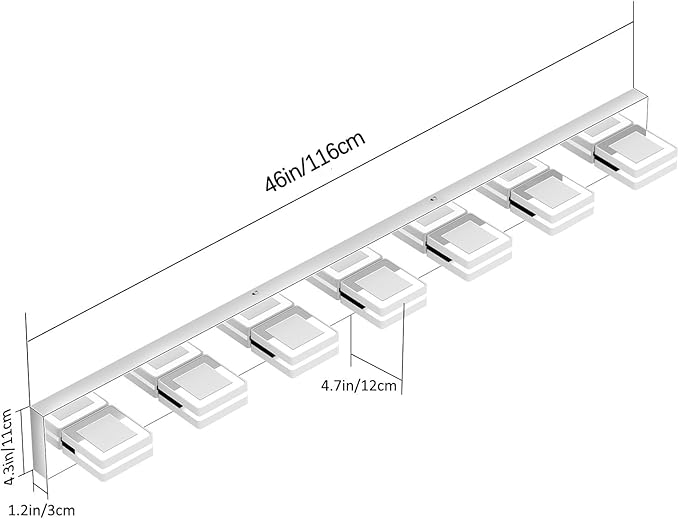 Ralbay 46inch Modern LED Vanity Light Chrome 7 Lights Bathroom Light Fixtures Acrylic Up and Down Bathroom Wall Mounted Lighting Over Long Mirror
