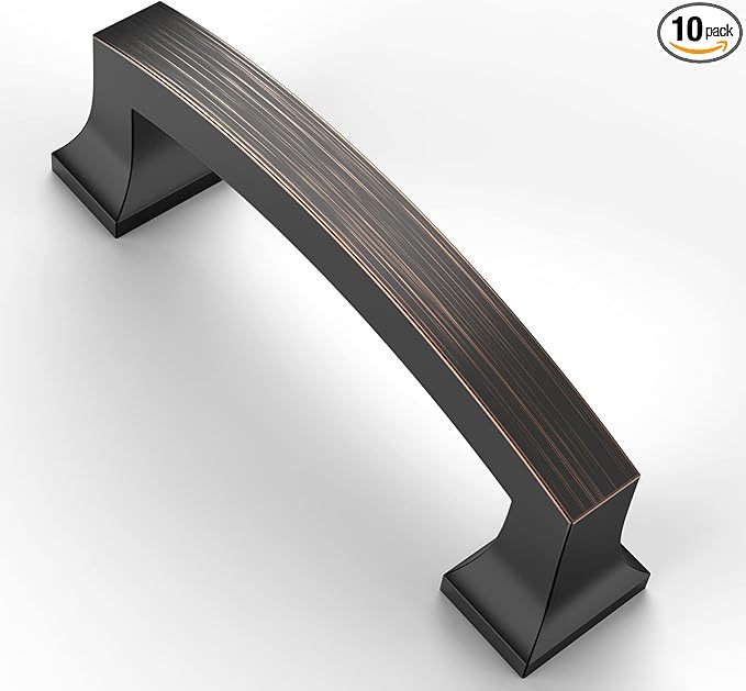 Asidrama 10 Pack 3 Inch(76mm) Hole Centers Kitchen Cabinet Handles, Oil Rubbed Bronze Cabinet Pulls Kitchen Cabinet Hardware for Cupboard Drawer Pulls