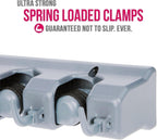 Berry Ave Broom Holder & Wall Mount Garden Tool Organizer- Kitchen, Closet, Garage & Laundry Room Storage With 5 Slots And 6 Hooks- Wall Holder For Broom, Rake & Mop Handles Up To 1.25” [Gray, 2 Pack]