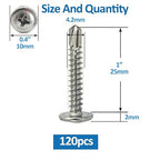 QSJ 120PCS #8 x 1'' Sheet Metal Screws 410 Stainless Steel Truss Head Fast Self Tapping Screws with Screwdriver Bit Silver