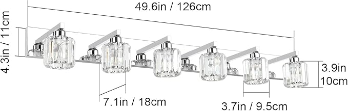 Aipsun Bathroom Vanity Light Crystal Vanity Lighting Fixtures 6 Lights Chrome Vanity Light for Bathroom (Exclude Bulb)