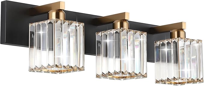Aipsun Crystal Vanity Light Bathroom Lighting Fixtures 3 Light Modern Vanity Lighting Fixtures (Exclude Bulb)