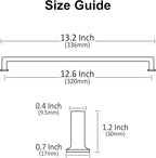 Alzassbg 6 Pack Brushed Gold Cabinet Pulls, 12-1/2 Inch(320mm) Hole Centers Cabinet Handles Square Kitchen Hardware for Cabinets AL3046BG