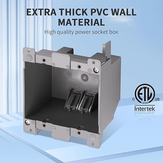 10 PK Old Work Electrical Outlet Box 2 Gang, 25 Cubic Inch Plastic Remodel Drywall Junction Boxes, ETL Listed to UL514C and UL263, Fire Rated for Two Hours